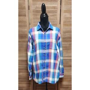 Arrow Sport XL Vintage Long-Sleeve Plaid Flannel Cotton Button-Up Collared Top